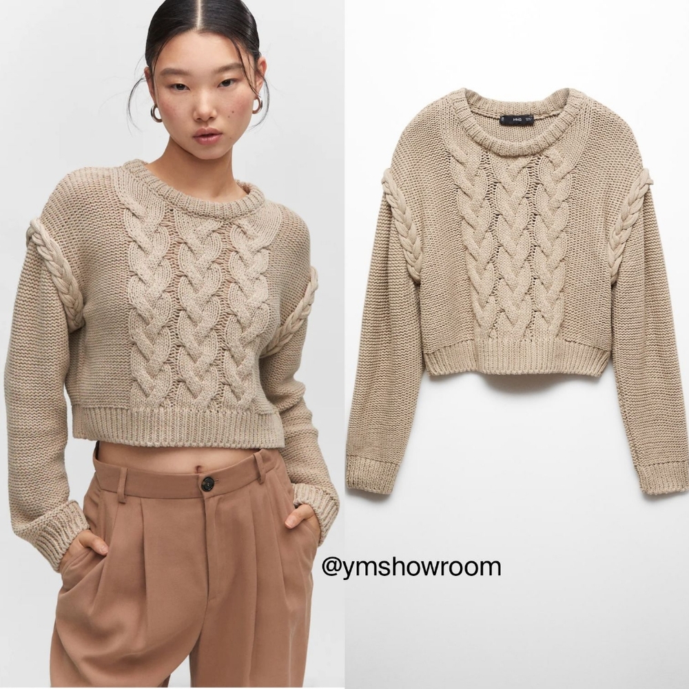 MANGO Beige Cable Knit Sweater NWT